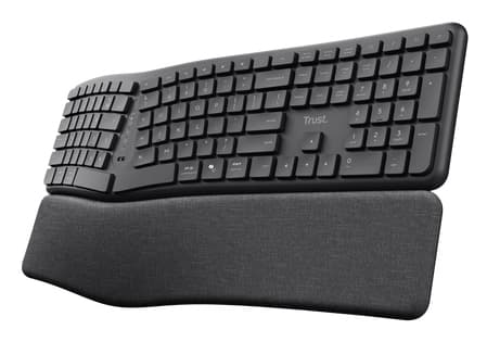 Trust Keyra, Fullstor (100 %), Trådlös, Trådlös RF + Bluetooth, Membrantangentbrytare, QWERTY, Svart Svart