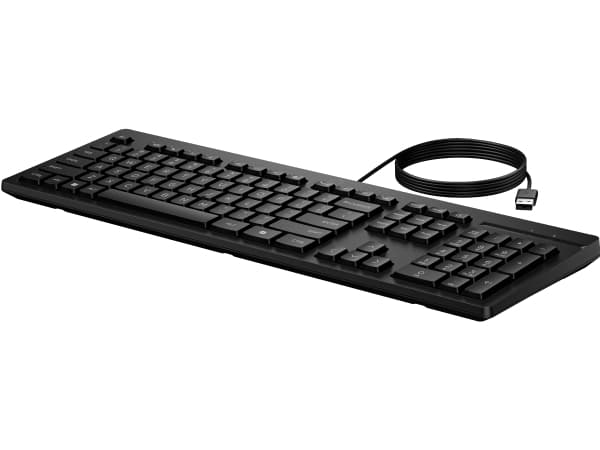 HP 125 trådbundet tangentbord, Fullstor (100 %), Kabel, USB, Svart