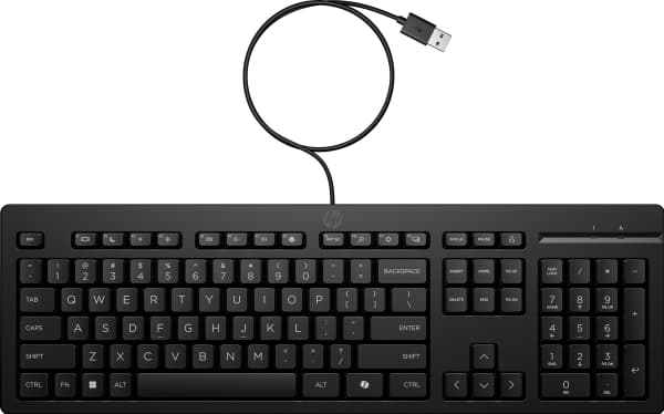 HP 125 trådbundet tangentbord, Fullstor (100 %), Kabel, USB, Svart