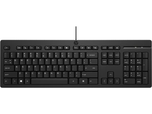 HP 125 trådbundet tangentbord, Fullstor (100 %), Kabel, USB, Svart