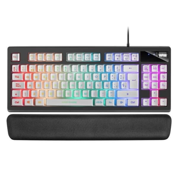 TKL Gaming Tangentbord - Mars Gaming - MKAX Vit - H-Mech - Gel handledsstöd - RGB-kontroll Svart, Vit