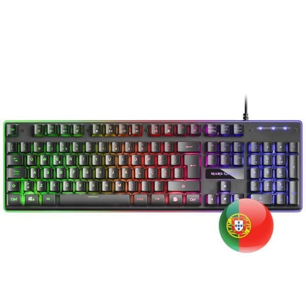 Mars Gaming MCPXBPT Svart - Ultralätt tangentbord + muskombination + XXL musmatta - portugisisk