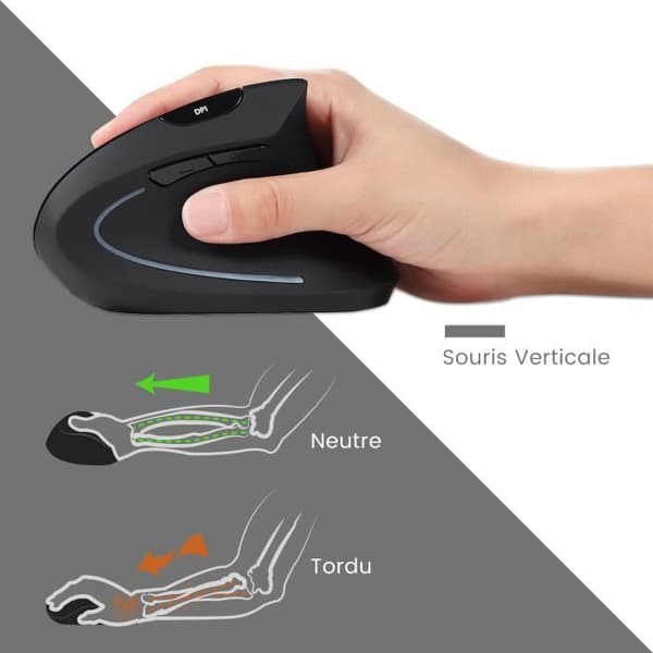 Perixx PERIDUO-505, Ergonomic Combo, USB trådlöst tangentbord och mus för Windows - Vertikal mus med lutande rullhjul