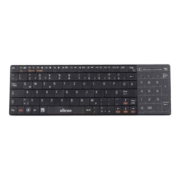 ULTRON 113884 Bluetooth-tangentbord Svart - Integrerad pekplatta - QWERTZ tyska Svart