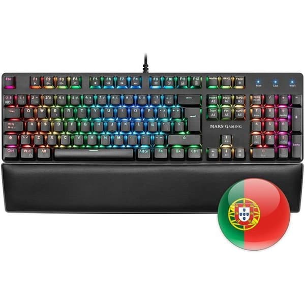 Mekaniskt tangentbord - Mars Gaming - MK5 - RGB - Handledsstöd - Trådbunden Svart