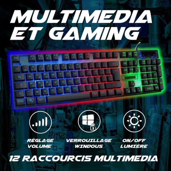 Speltangentbord - MUVIT - Akuma Shônen K01 - Svart - Bakgrundsbelyst - Azerty