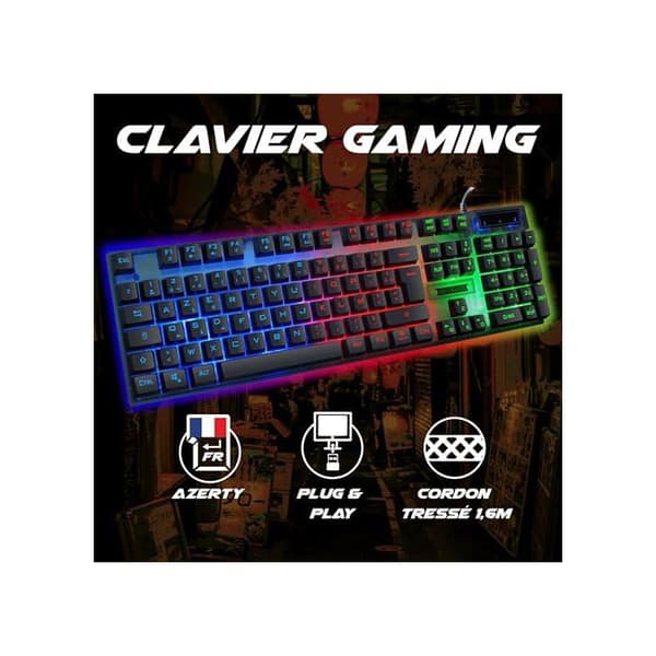 Speltangentbord - MUVIT - Akuma Shônen K01 - Svart - Bakgrundsbelyst - Azerty