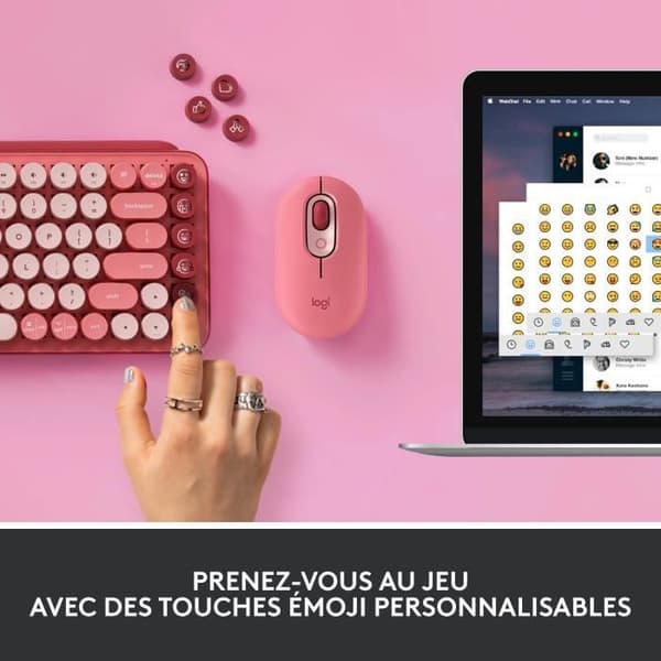 Tangentbord - Trådlöst - Logitech - Pop Keys - Mekanisk - Emoji Key - Rosa