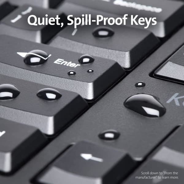 Kensington Pro Fit Ergo Wireless Keyboard - Trådlöst - 2,4 GHz, Bluetooth 4.2 - Franska - Svart