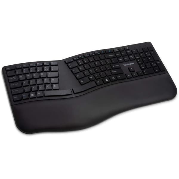 Kensington Pro Fit Ergo Wireless Keyboard - Trådlöst - 2,4 GHz, Bluetooth 4.2 - Franska - Svart