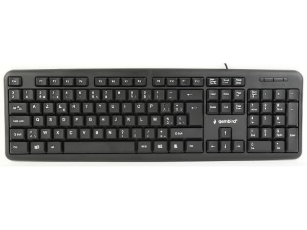 Gembird KB-U-103-BE, Fullstor (100 %), Kabel, USB, Membrantangentbrytare, AZERTY, Svart Svart