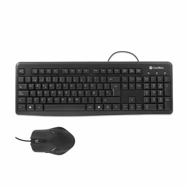 Tangentbord och Mus CoolBox COO-KTR-01U Svart Qwerty Spanska