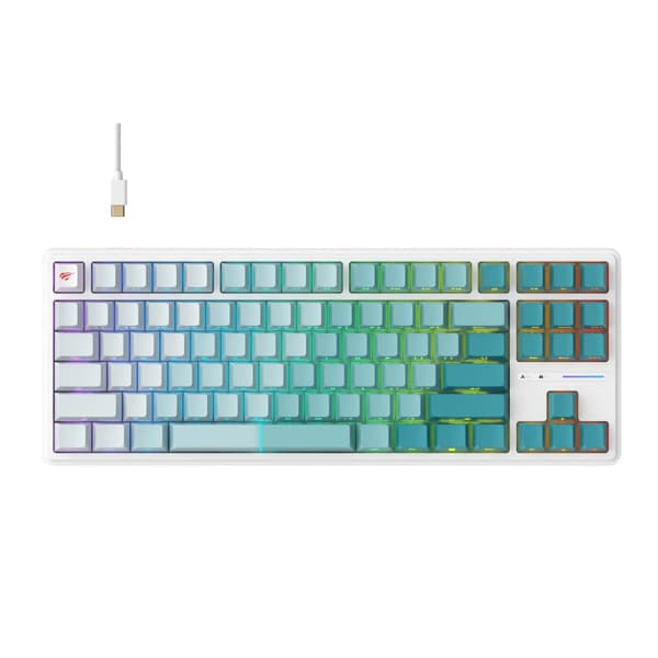 Tangentbord Havit KB901Lwg Vit Grön, Vit