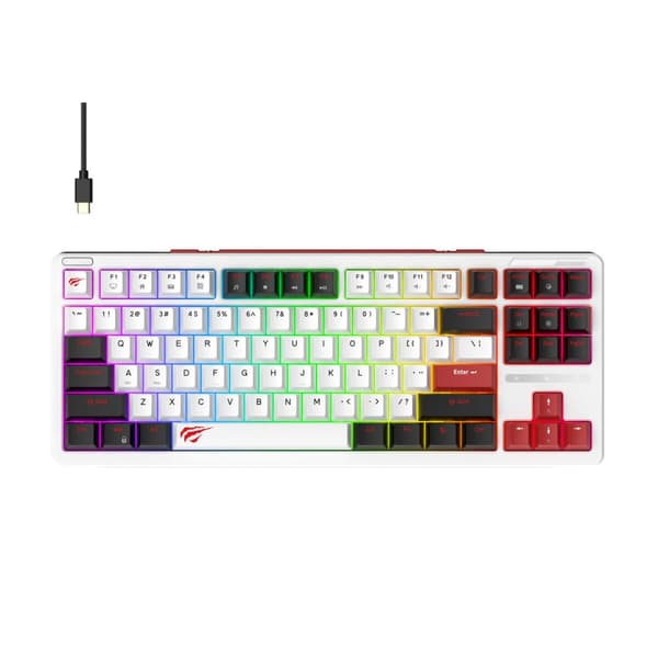 Tangentbord Havit KB902L Svart, Röd, Vit