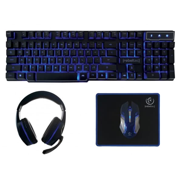 Tangentbord och Mus Rebeltec RBLKLA00035 Svart Engelska QWERTY Svart