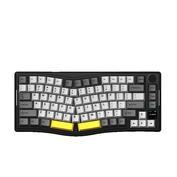 AKS075 Mekanisk tastatur, ergonomisk design, 0,85-tommer farveskærm,grå