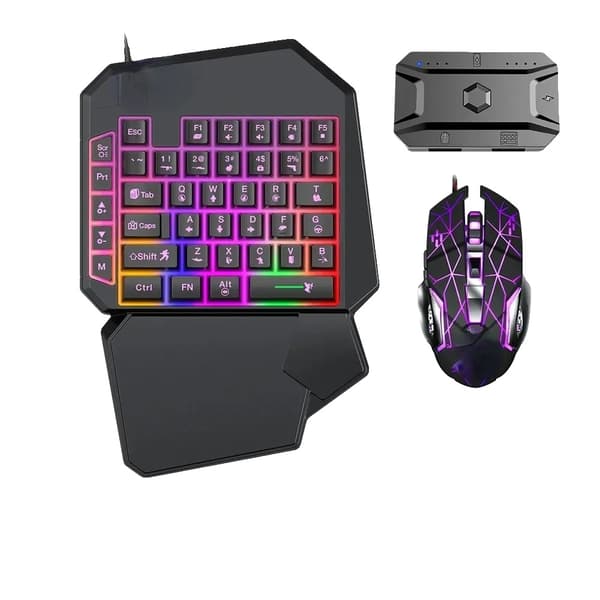 Enhandad RGB-spelkeyboard, trådad anslutning, blandad ljusbakgrundsbelysning, vattentålig funktion,3-delarsset