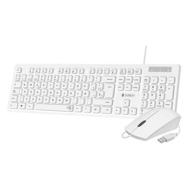 Tangentbord och Mus Subblim SUBKBC-CSSK02 Vit Qwerty Spanska QWERTY Vit