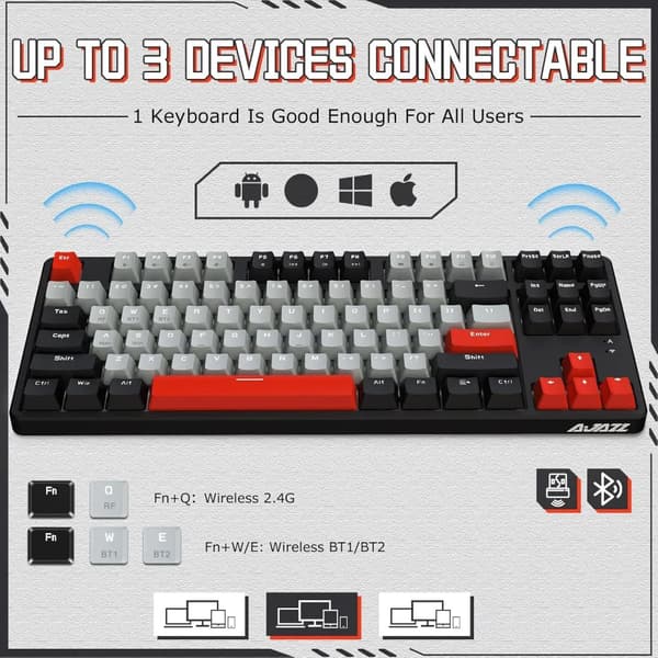 Trådlöst mekaniskt tangentbord, 87 tangenter, Bluetooth trådlös, USB-gränssnitt,Kalifornisk solnedgång