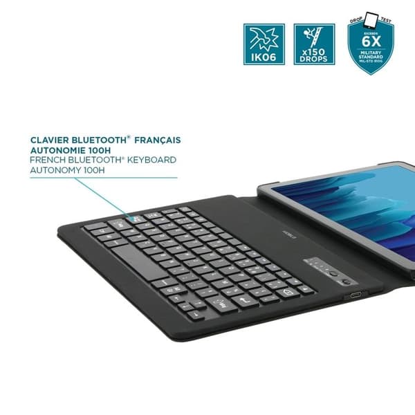 Skyddsskal för Samsung Galaxy Tab A9+ 11" - Stötsäkert fodral med Bluetooth AZERTY-tangentbord - MOBILIS