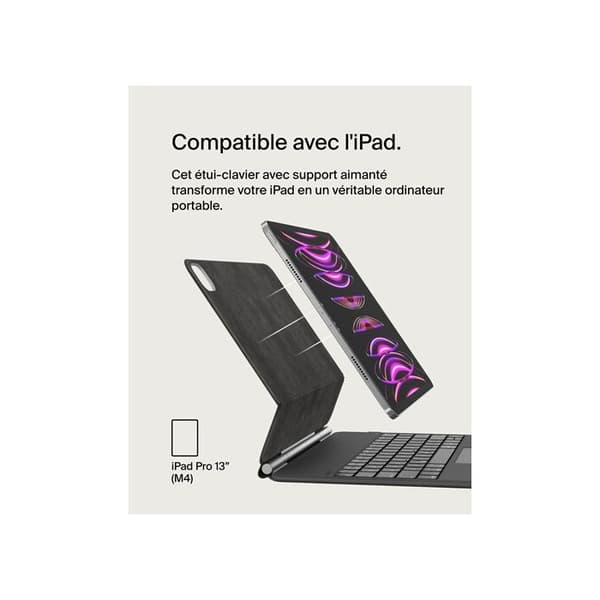 Klaviatur för tablet Belkin Etui-klaviatur Pro med magnetiskt stöd för iPad Pro 13'' M4, svart