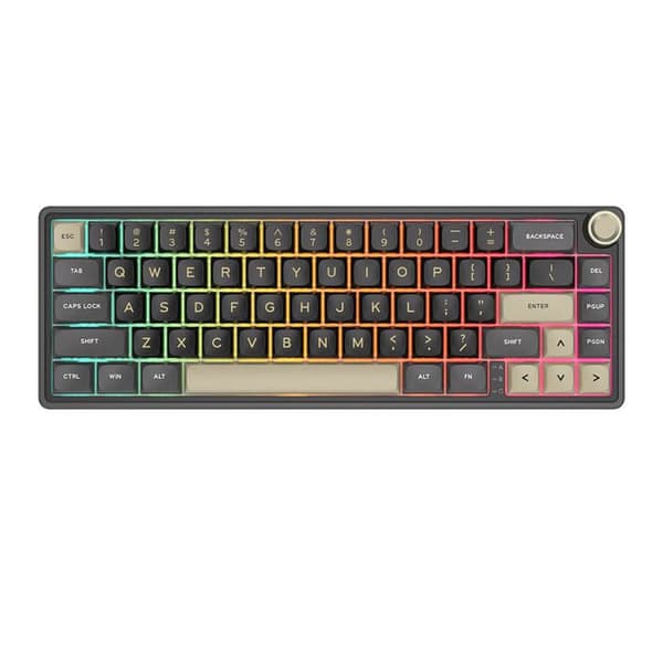 RK ROYAL KLUDGE R65 trådbundent mekaniskt tangentbord med volymknapp, PBT-belysningstangenter med RGB som kan bytas ut varmt