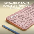 Miniatyrbild 2 av 6: Logitech Pebble Keys 2 K380s Bluetooth trådlöst tangentbord för flera enheter - Rosa