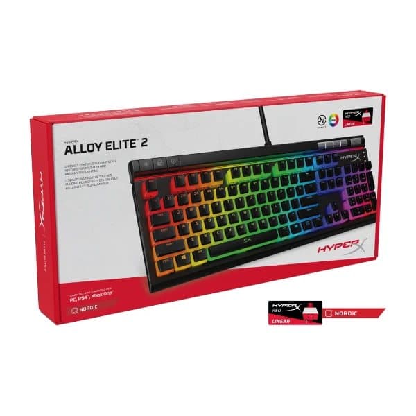 HyperX Alloy Elite 2 – Mekaniskt Gamingtangentbord – RGB – Red Linear – Nordisk Layout