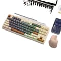Miniatyrbillede 1 af 2: Trådløst Bluetooth-tastatur, 87-tast layout, Bluetooth dual mode, PBT-tastkapsler,Kaffesæt