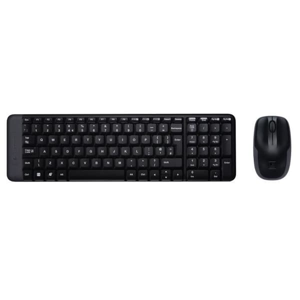 LOGITECH MK220 tangentbord och mus - RF trådlöst USB-tangentbord - Trådlös USB optisk mus - RF - 3 knapp(ar) - Hjul med broms Svart