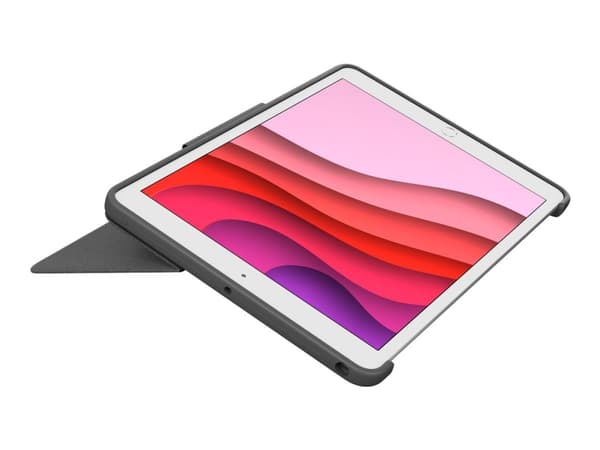 Logitech Combo Touch - Tastatur og folioveske - med styrepute - bakgrunnsbelyst - Apple Smart connector - QWERTY - Spansk - Oxford-grå - for Apple 10