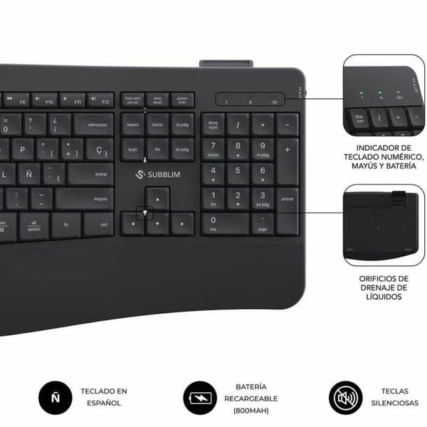 Tastatur og mus Subblim SUBKBC-DCOPW2 Sort