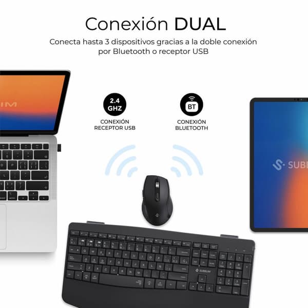 Tastatur og mus Subblim SUBKBC-DCOPW2 Sort Spansk qwerty