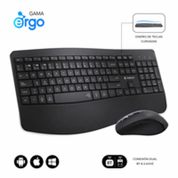 Tastatur og mus Subblim SUBKBC-DCOPW2 Sort Spansk qwerty