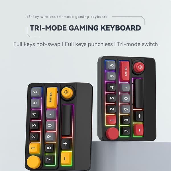 INF RGB Trådløst Mekanisk Gaming Tastatur med Makroer og Volumenkontrol Sort+gul
