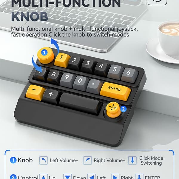 INF RGB Trådløst Mekanisk Gaming Tastatur med Makroer og Volumenkontrol Sort+gul
