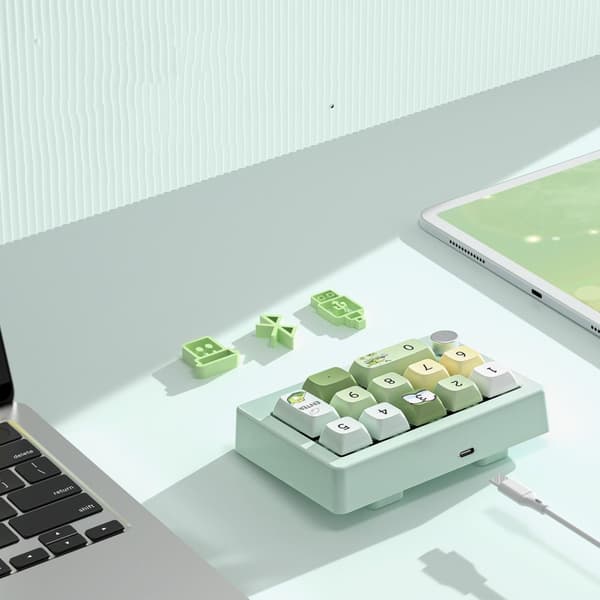 INF Trådløst RGB Gaming Mekanisk Lille Tastatur med 12 Taster, Tre Tilstande og Makrodefinition Hvid