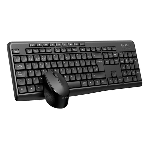 Tangentbord och Mus CoolBox COO-KTR-03W Svart Qwerty Spanska Svart