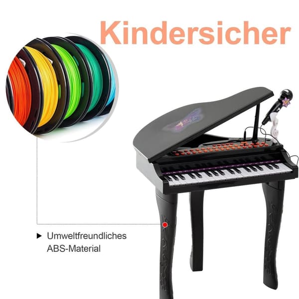 Rootz børneklavermusikinstrument - sort - abs - 18,89 cm x 15,35 cm x 27,16 cm