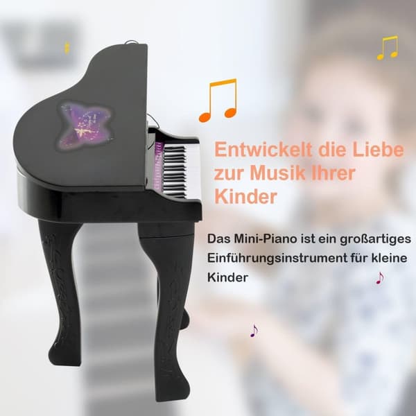 Rootz børneklavermusikinstrument - sort - abs - 18,89 cm x 15,35 cm x 27,16 cm