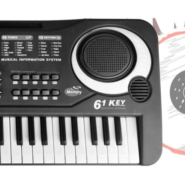 Elektrisk synthesizer - Musikalisk leksak - 61 tangenter - Mikrofon ingår - Dubbelförsörjning - Inspelning