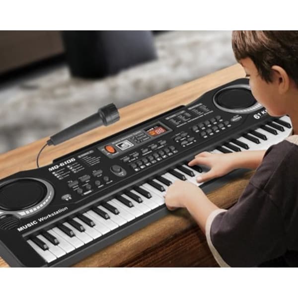 Elektrisk synthesizer - Musikalisk leksak - 61 tangenter - Mikrofon ingår - Dubbelförsörjning - Inspelning