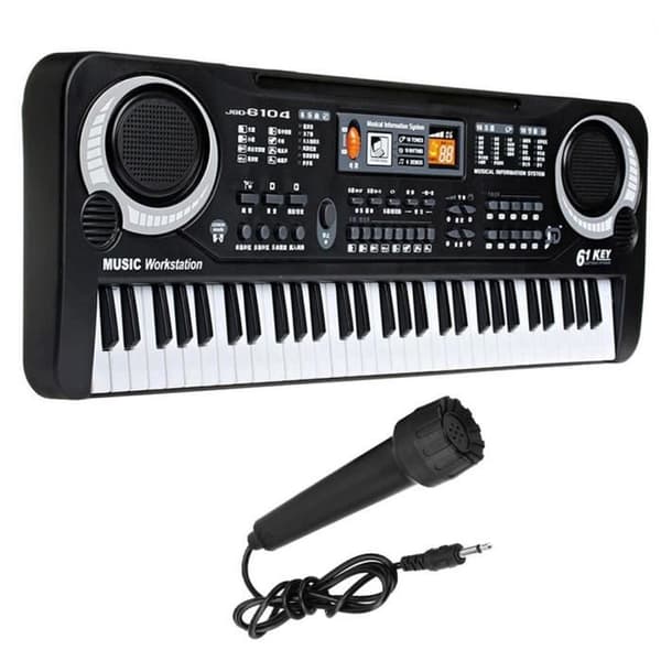 Elektroniskt keyboard - Utbildningsleksak - 61 tangenter - Inkluderad mikrofon - Dimensioner 54x14,5x6 cm - För barn