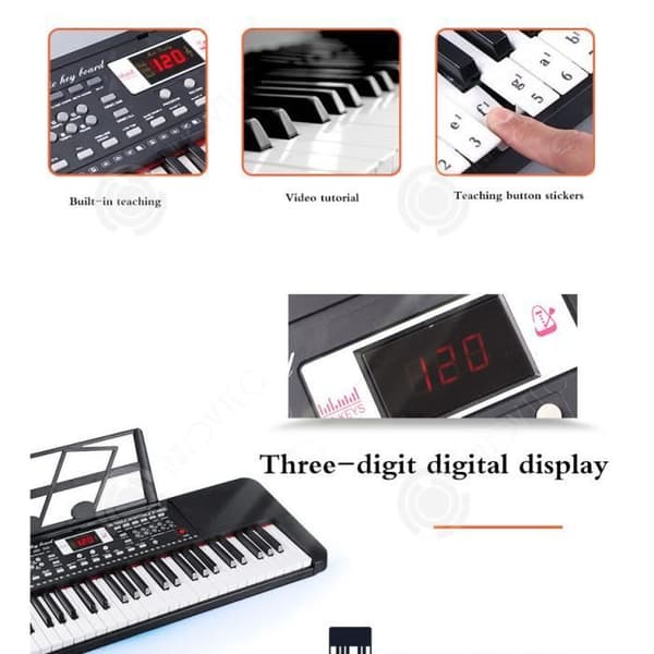 INN Multifunktions elektroniskt piano med 61 tangenter, mikrofon, mikrofon, elpiano, musikinstrumentleksaker för barn