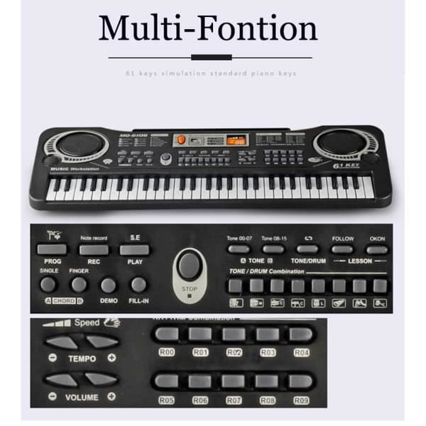 Xichao - 61 tangenter elektronisk klaviatur Piano musikalisk leksak för barn 6106 professionell multifunktion