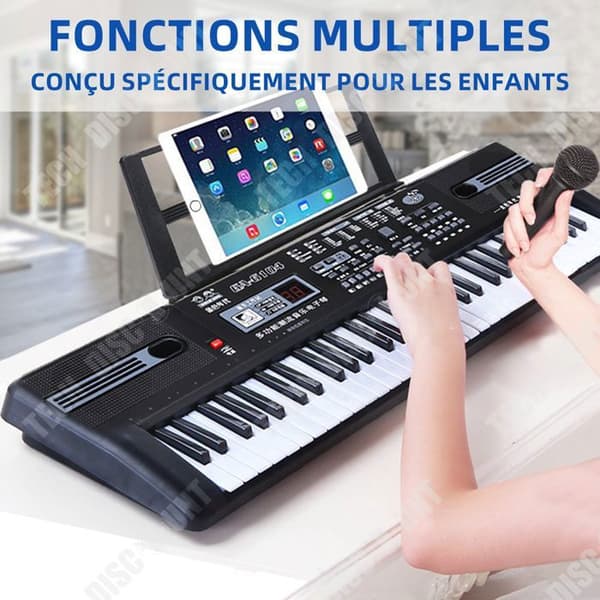 61-tangenters digitalpiano med 16 pianoljud för barn, uppladdningsbar med mikrofon, introduktion till musik, pianoklaviatur.