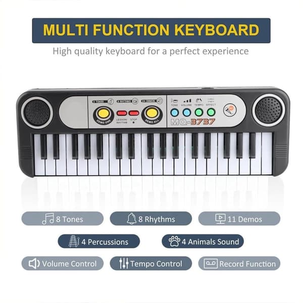 OBOSOE 37 Key Piano Keyboard Elektroniskt tangentbord Piano med mikrofon 24 Demos 3 Timbres Plast Musikinstrument leksak