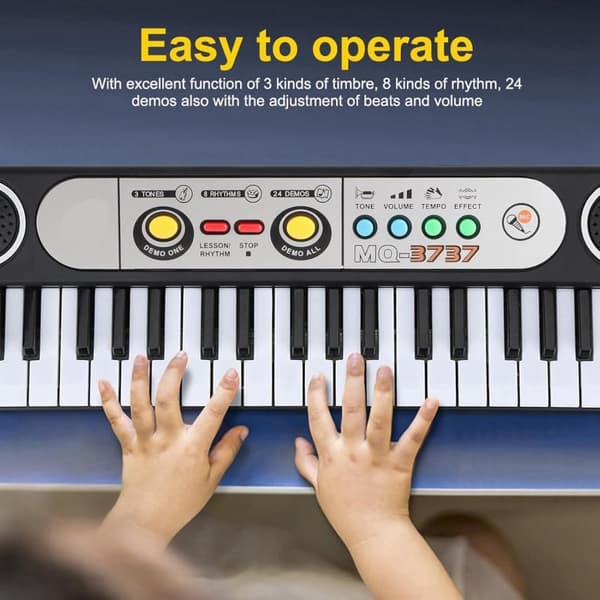 OBOSOE 37 Key Piano Keyboard Elektroniskt tangentbord Piano med mikrofon 24 Demos 3 Timbres Plast Musikinstrument leksak