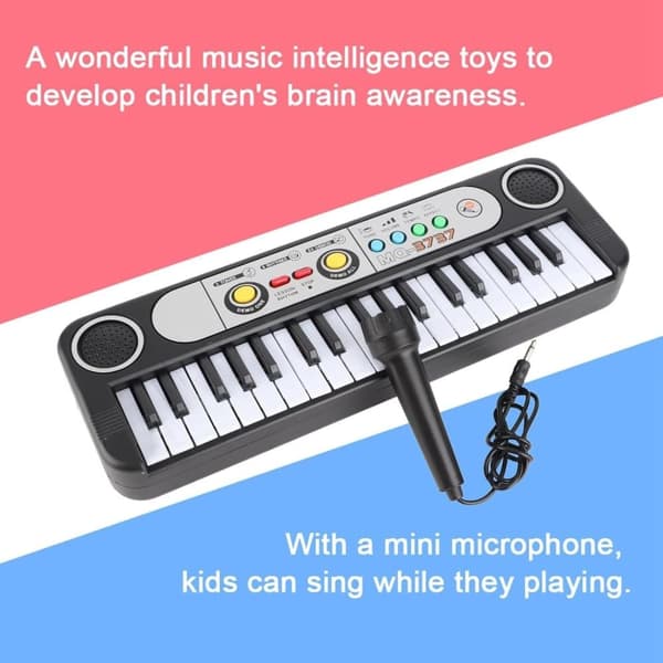 OBOSOE 37 Key Piano Keyboard Elektroniskt tangentbord Piano med mikrofon 24 Demos 3 Timbres Plast Musikinstrument leksak