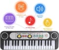 Miniatyrbild 2 av 9: OBOSOE 37 Key Piano Keyboard Elektroniskt tangentbord Piano med mikrofon 24 Demos 3 Timbres Plast Musikinstrument leksak